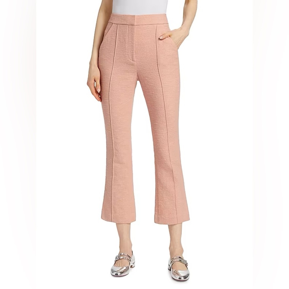 NWT Veronica Beard Sz 2 Tani Textured Crepe Kick Flare Cropped Pants Rosebloom